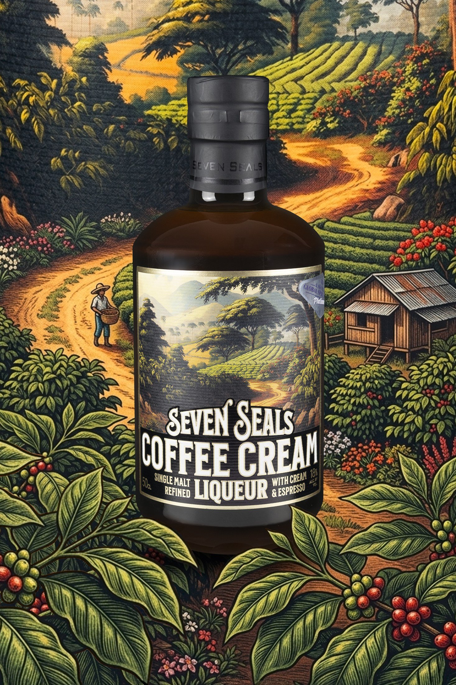 Seven Seals Coffee Cream in einer illustrierten Landschaft
